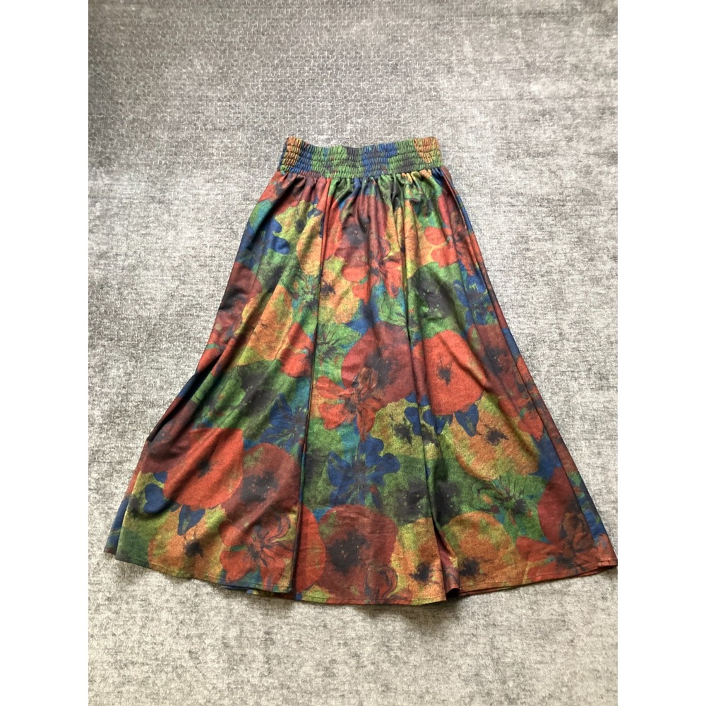 Kelier Maxi Skirt Womens S/M Multicolor Floral Elastic Waist Pull On Preppy